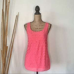 Ann Taylor Sleeveless Pink Circle Die-cut Top